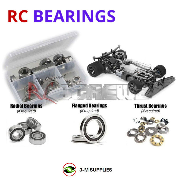 Representative image of an RCScrewZ rubber-sealed bearing kit for Team XRAY RX8 2023 1/8 Nitro (#340009); exact bearing sizes and quantities vary by RC model.
