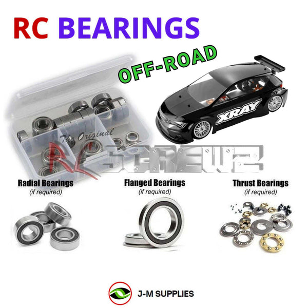 Representative image of an RCScrewZ rubber-sealed bearing kit for XRAY T4F 1/10th FWD Electric Touring Car (#300200); exact bearing sizes and quantities vary by RC model.