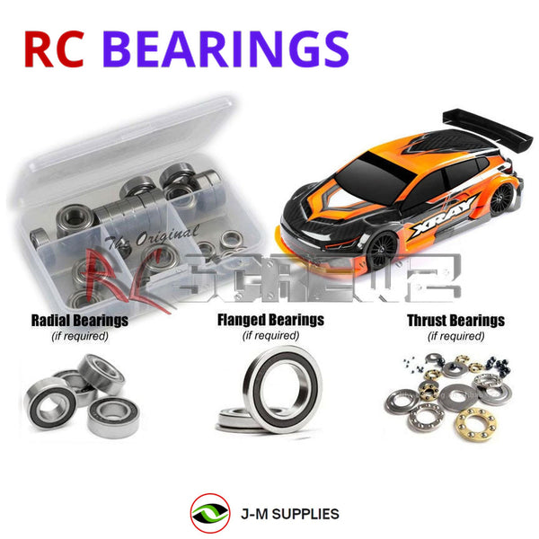 Representative image of an RCScrewZ rubber-sealed bearing kit for Team XRAY X4F 2024 FWD 1/10th (#300203) RC Car Model; exact bearing sizes and quantities vary by RC model.
