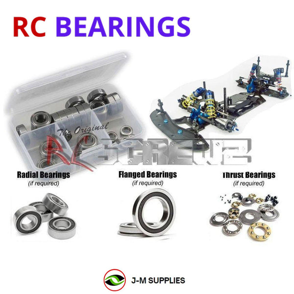 Representative image of an RCScrewZ rubber-sealed bearing kit for Custom Works Rocket 5 1/10 Dirt Oval Late Model (#0716); exact bearing sizes and quantities vary by RC model.