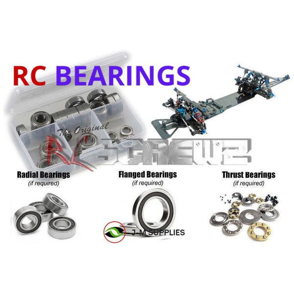 Representative image of an RCScrewZ rubber-sealed bearing kit for Custom Works RC Patriot V2 Dragster 1/10 (#0852); exact bearing sizes and quantities vary by RC model.
