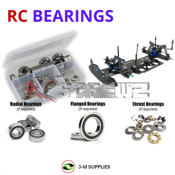 Representative image of an RCScrewZ rubber-sealed bearing kit for Custom Works RC Intimidator 8 1/10 Oval Racer (#0981); exact bearing sizes and quantities vary by RC model.