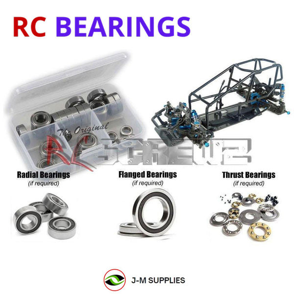 Representative image of an RCScrewZ rubber-sealed bearing kit for Custom Works Enforcer 8 Direct Drive 1/10 Dirt Oval (#0971); exact bearing sizes and quantities vary by RC model.