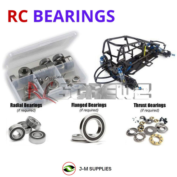 Representative image of an RCScrewZ rubber-sealed bearing kit for Custom Works Enforcer 8 GBX 1/10 Dirt Oval Sprint (#0976); exact bearing sizes and quantities vary by RC model.