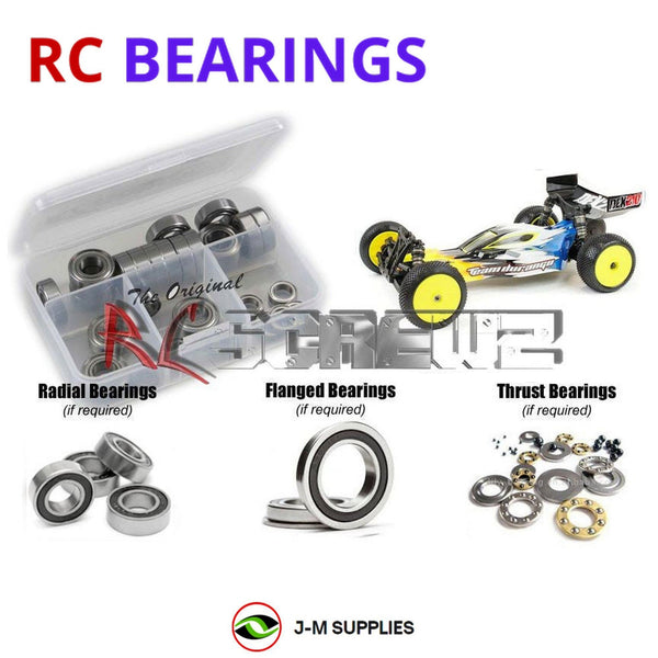 Representative image of an RCScrewZ rubber-sealed bearing kit for Durango DEX210 2wd Buggy (#TD102014); exact bearing sizes and quantities vary by RC model.