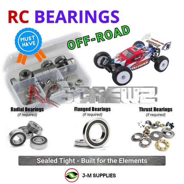 Representative image of an RCScrewZ rubber-sealed bearing kit for FTX Outrage 4wd Nitro 1/8th #5520; exact bearing sizes and quantities vary by RC model.