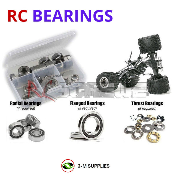 Representative image of an RCScrewZ rubber-sealed bearing kit for GMade Spyder Rock Crawler GM50100; exact bearing sizes and quantities vary by RC model.