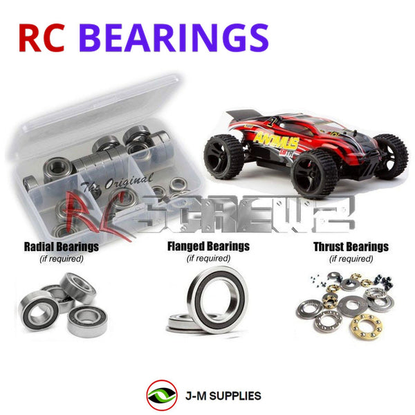 Representative image of an RCScrewZ rubber-sealed bearing kit for Helion RC Animus 18TR 4x4 Truggy; exact bearing sizes and quantities vary by RC model.
