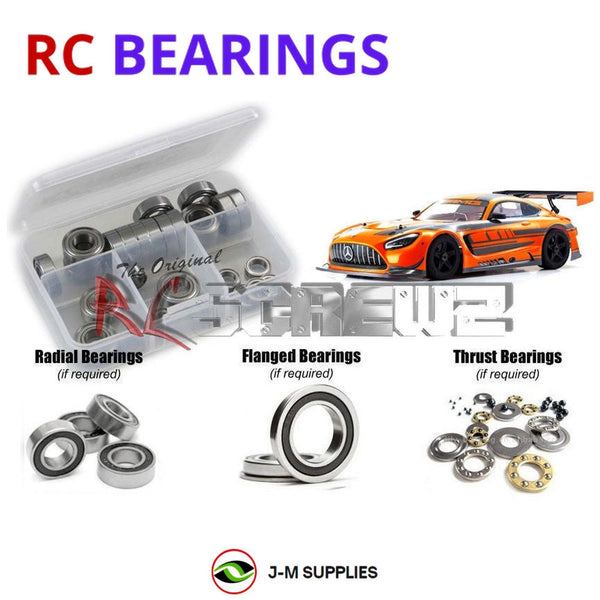 Representative image of an RCScrewZ rubber-sealed bearing kit for Kyosho Inferno GT2 Nitro 1/8th (#31830); exact bearing sizes and quantities vary by RC model.