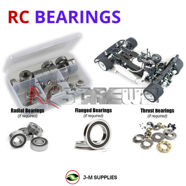 Representative image of an RCScrewZ rubber-sealed bearing kit for Mugen Seiki MRX6x 1/8th 4WD Nitro Car (#H2008); exact bearing sizes and quantities vary by RC model.