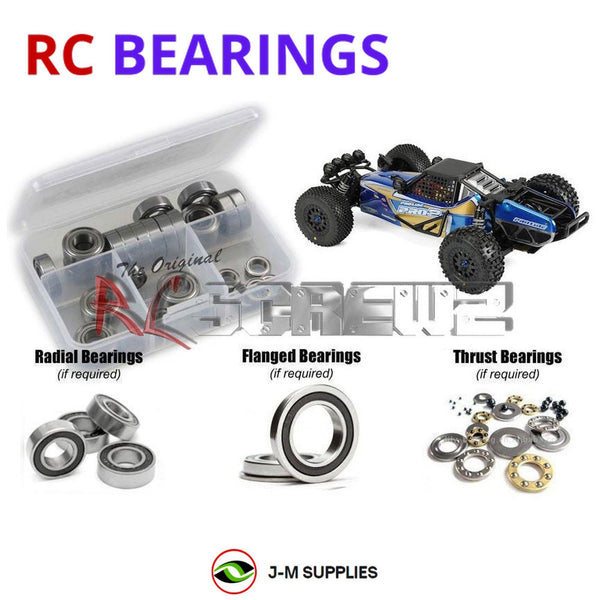 Representative image of an RCScrewZ rubber-sealed bearing kit for ProLine PRO-2 SC Buggy 2WD 1/10 (#400201); exact bearing sizes and quantities vary by RC model.