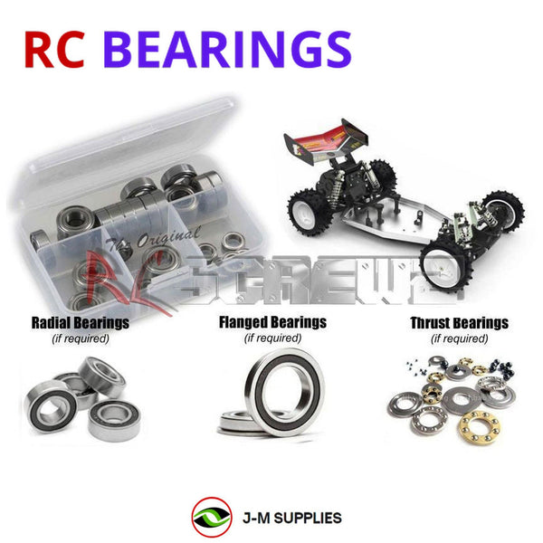 Representative image of an RCScrewZ rubber-sealed bearing kit for Schumacher Cougar Classic 1/10 (#K194); exact bearing sizes and quantities vary by RC model.