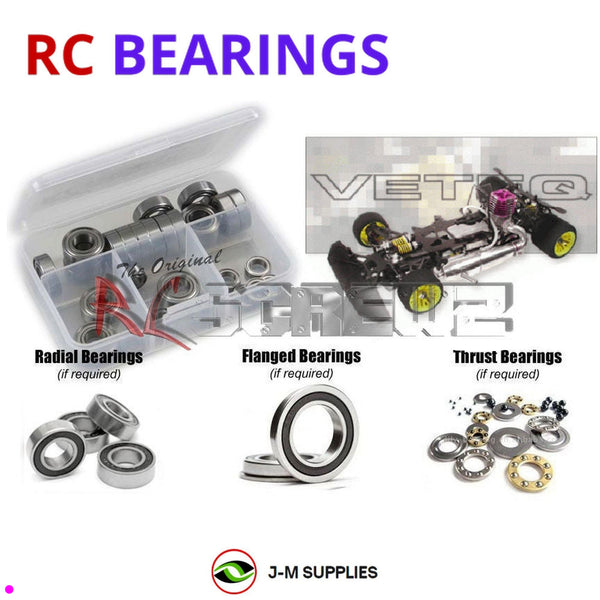 Representative image of an RCScrewZ rubber-sealed bearing kit for Serpent Veteq 1/8th Nitro #901000; exact bearing sizes and quantities vary by RC model.