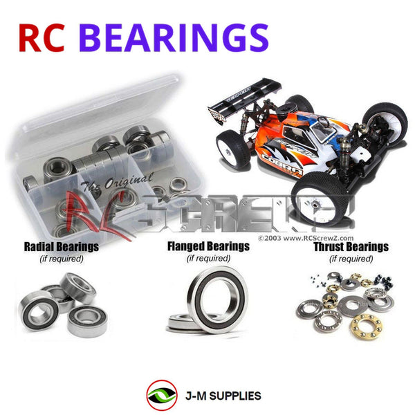 Representative image of an RCScrewZ rubber-sealed bearing kit for Serpent SRX8 Pro/RTR 1/8th 600017; exact bearing sizes and quantities vary by RC model.