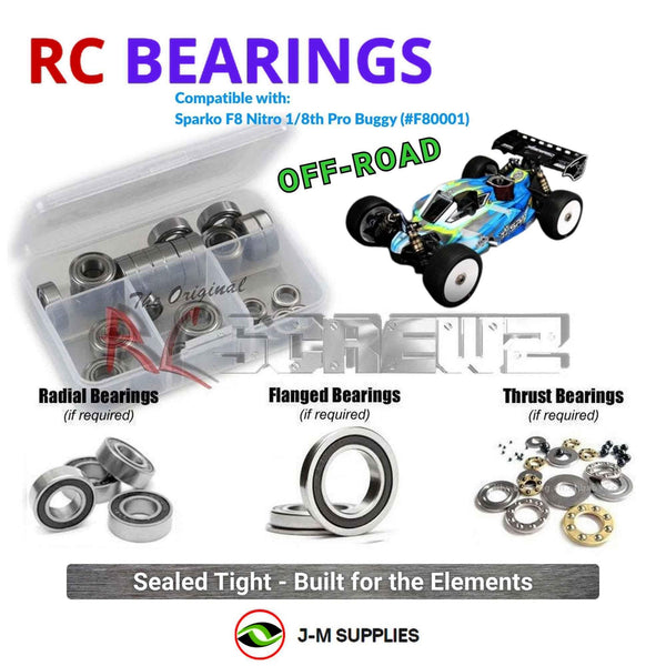 J-M SUPPLIES RC Parts Store - RCScrewZ Rubber Shielded Bearings spk001r for Sparko F8 Nitro 1/8th Pro Buggy (#F80001) | KIT