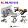 Representative image of an RCScrewZ rubber-sealed bearing kit for SWORKz S350 BX-1e 1/8th #910007/8; exact bearing sizes and quantities vary by RC model.