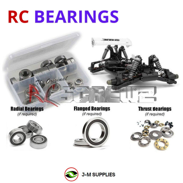 Representative image of an RCScrewZ rubber-sealed bearing kit for Team XRAY NT18 1/18 Nitro Touring Car (#380200); exact bearing sizes and quantities vary by RC model.