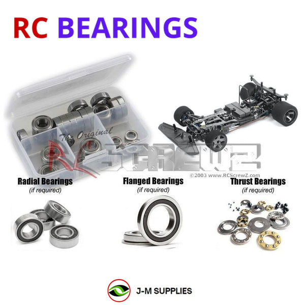 Representative image of an RCScrewZ rubber-sealed bearing kit for Xray RX8e 2023 1/8th Onroad 340153; exact bearing sizes and quantities vary by RC model.