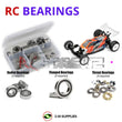 Representative image of an RCScrewZ rubber-sealed bearing kit for XRAY XB2 2020 Carpet/Dirt 1/10th Buggy (#320007 & #320008); exact bearing sizes and quantities vary by RC model.
