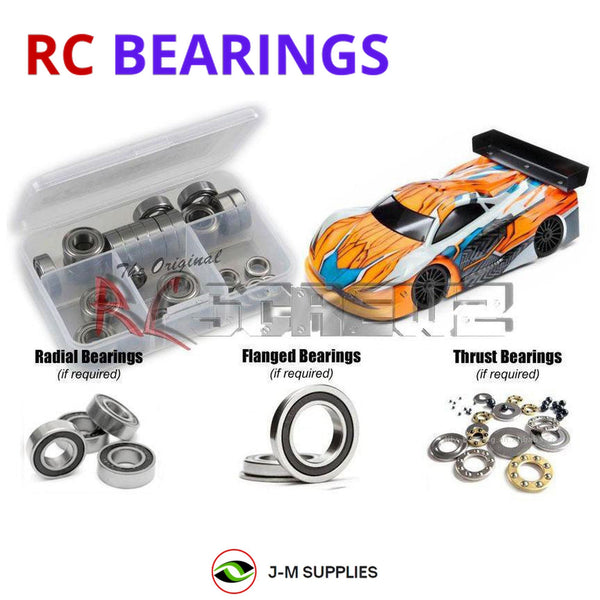 Representative image of an RCScrewZ rubber-sealed bearing kit for Team XRAY GTXe 2023 1/8 Electric On-Road GT Car (350604); exact bearing sizes and quantities vary by RC model.