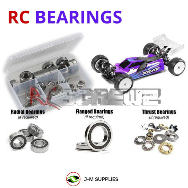 Representative image of an RCScrewZ rubber-sealed bearing kit for Team XRAY XB4 2024 Carpet/Dirt 1/10 Buggy (360014/360015); exact bearing sizes and quantities vary by RC model.
