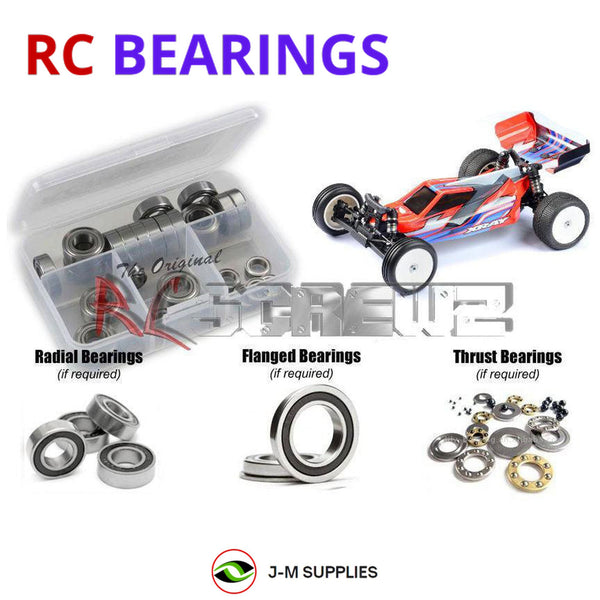 Representative image of an RCScrewZ rubber-sealed bearing kit for Team XRAY XB2 2024 Carpet/Dirt 1/10 2WD (#320015 / #320016); exact bearing sizes and quantities vary by RC model.