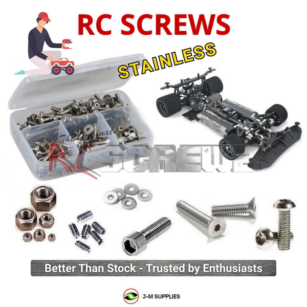 Representative image of an RCScrewZ stainless steel screw kit for ARC RC R8.3e OnRoad 1/8th Electric RC Competition Car Kit; exact kit contents vary by RC model.