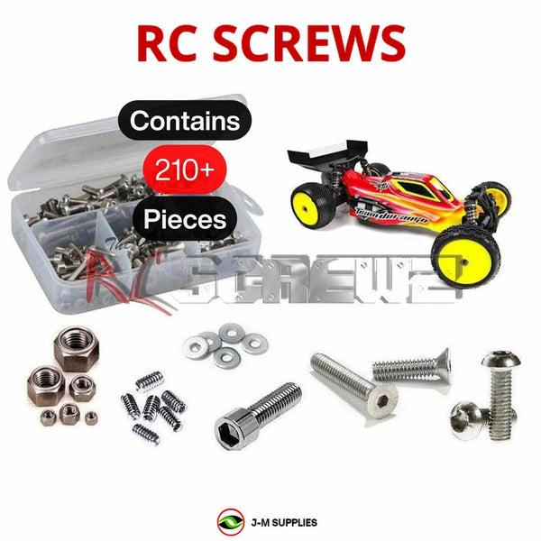 Representative image of an RCScrewZ stainless steel screw kit for Team Durango DEX210 V2 1/10 2WD Buggy (#TD102028); exact kit contents vary by RC model.