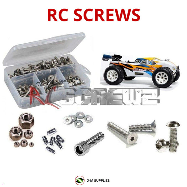 Representative image of an RCScrewZ stainless steel screw kit for Helion RC Dominus 10TR 4x4 1/10 Brushless Truggy; exact kit contents vary by RC model.