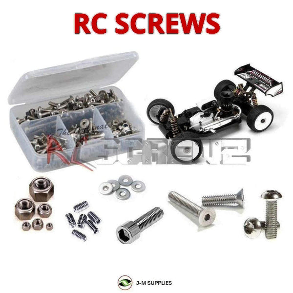 Representative image of an RCScrewZ stainless steel screw kit for Hot Bodies HB Racing D8 / Hara Edition 1/8 Buggy (HBS68175); exact kit contents vary by RC model.