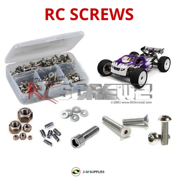 Representative image of an RCScrewZ stainless steel screw kit for Hot Bodies D8T Tessmann Edition; exact kit contents vary by RC model.
