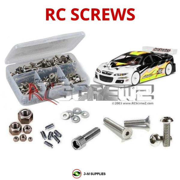 Representative image of an RCScrewZ stainless steel screw kit for Hot Bodies Pro 5 1/10th Onroad; exact kit contents vary by RC model.