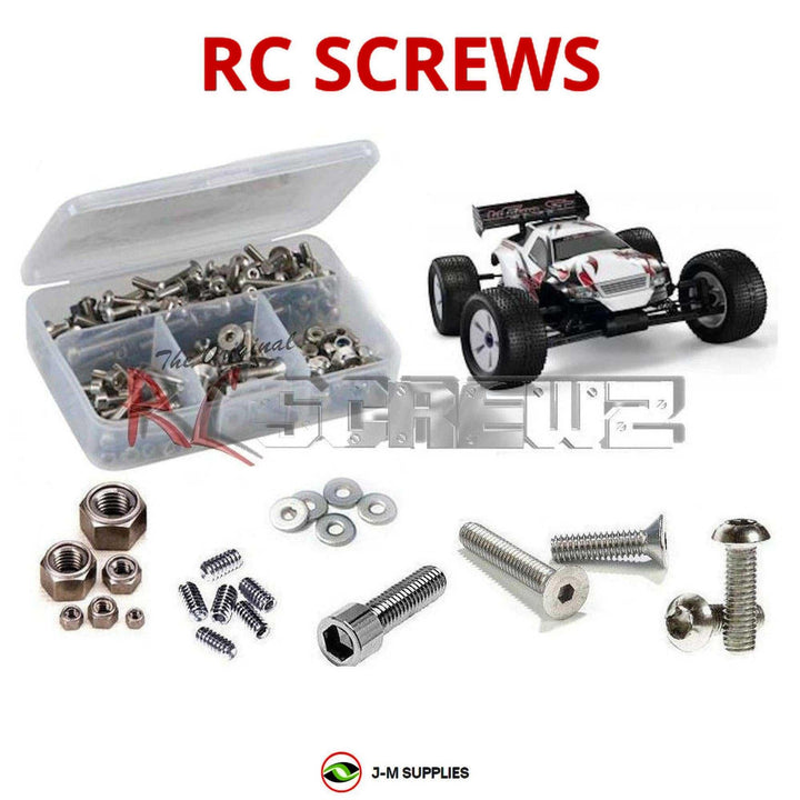Representative image of an RCScrewZ stainless steel screw kit for Kyosho Inferno ST US Sports 1/8 Nitro Truggy (#31354); exact kit contents vary by RC model.