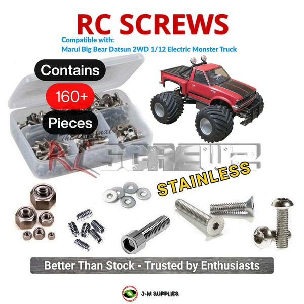 J-M SUPPLIES RC Parts Store - RCScrewZ Stainless Screw Kit mar001 for Marui Big Bear Datsun 2WD 1/12 Electric Monster Truck | UPG