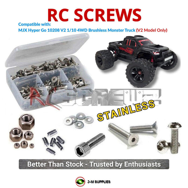 J-M SUPPLIES RC Parts Store - RCScrewZ Stainless Screw Kit mjx011 for MJX Hyper Go 10208 V2 1/10 4WD Brushless Monster Truck (V2 Model Only) | UPG