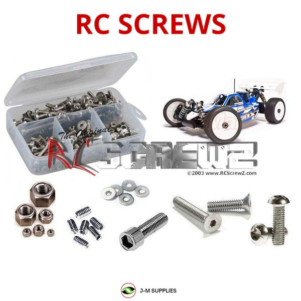 Representative image of an RCScrewZ stainless steel screw kit for Mugen Seiki MBX-7 Nitro Buggy #E2001; exact kit contents vary by RC model.