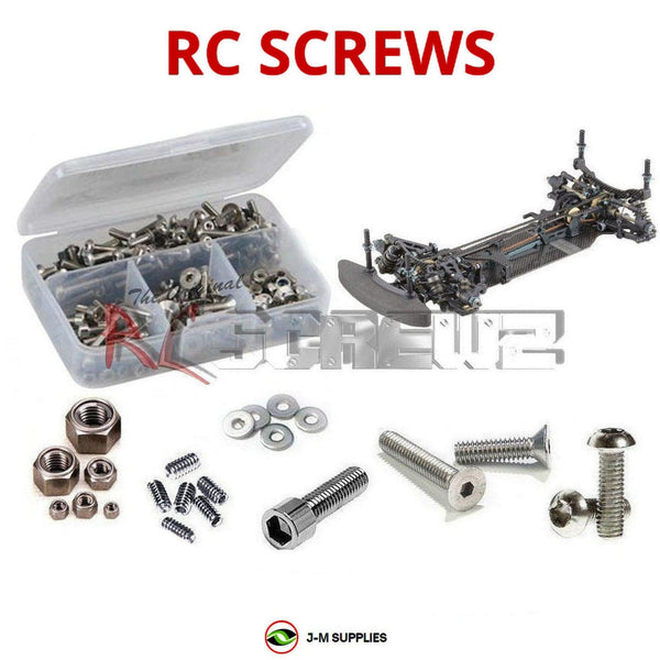 Representative image of an RCScrewZ stainless steel screw kit for Mugen Seiki MTC1 EP 1/10th Car #A2001; exact kit contents vary by RC model.