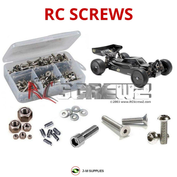 Representative image of an RCScrewZ stainless steel screw kit for Schumacher Cat K1 1/10th #K135/K136; exact kit contents vary by RC model.