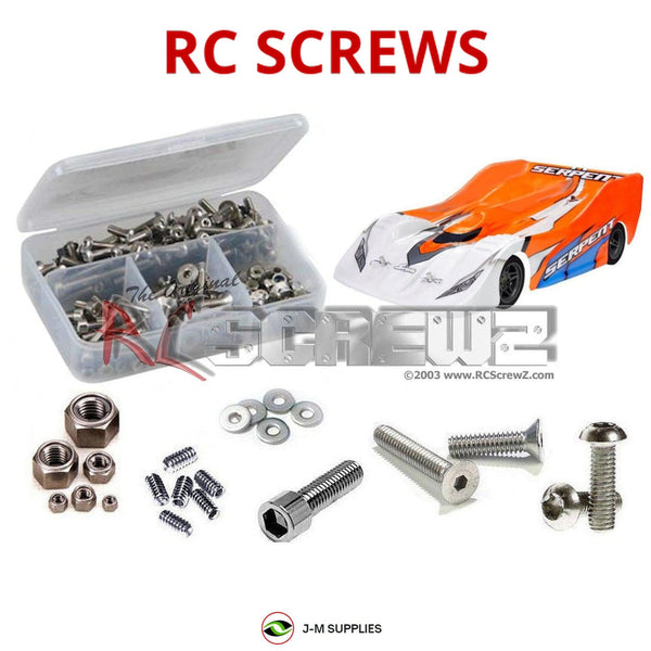 Representative image of an RCScrewZ stainless steel screw kit for Serpent 988e Onroad 1/8th #904004; exact kit contents vary by RC model.