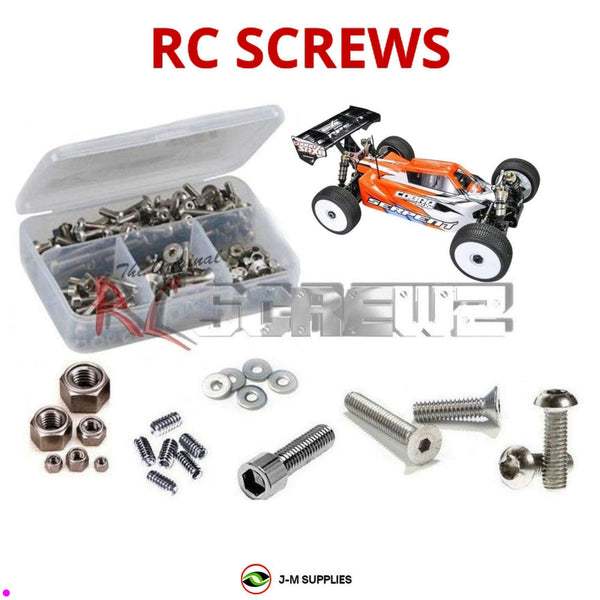 Representative image of an RCScrewZ stainless steel screw kit for Serpent SRX8-E Pro 1/8 4WD Electric Car (#600021); exact kit contents vary by RC model.