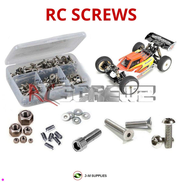 Representative image of an RCScrewZ stainless steel screw kit for SWorkZ S35-2E 1/8th Buggy #910024; exact kit contents vary by RC model.