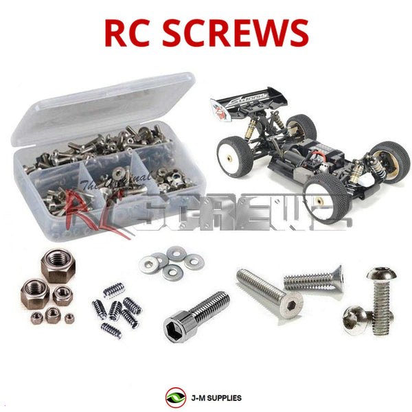 Representative image of an RCScrewZ stainless steel screw kit for Sworkz S35-3e 1/8 Buggy SWX910027; exact kit contents vary by RC model.