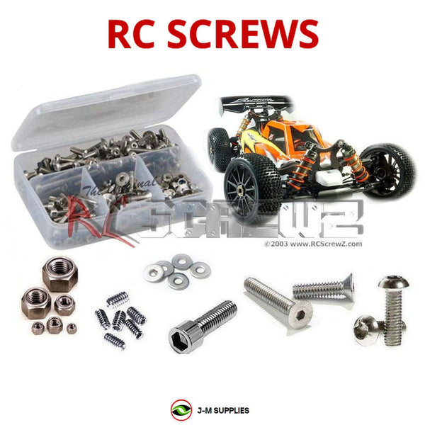 Representative image of an RCScrewZ stainless steel screw kit for SWorkZ Apollo 1/8th; exact kit contents vary by RC model.
