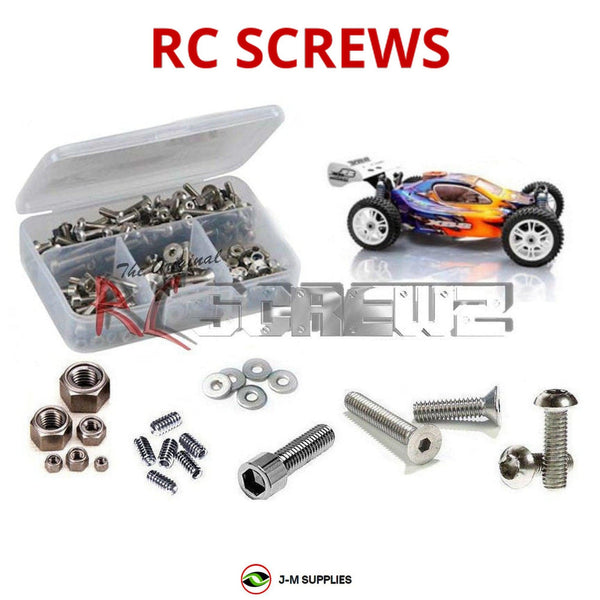 Representative image of an RCScrewZ stainless steel screw kit for Team XRAY XB8 Buggy 1/8th #350000; exact kit contents vary by RC model.