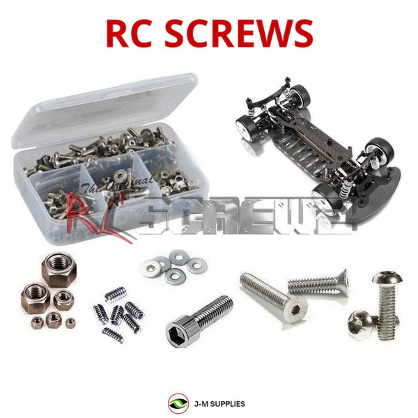 Representative image of an RCScrewZ stainless steel screw kit for Team XRAY T1 Factory Edition 1/10 Touring Car (#300004); exact kit contents vary by RC model.