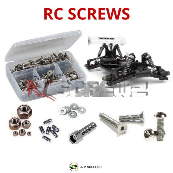 Representative image of an RCScrewZ stainless steel screw kit for Team XRAY NT18 1/18 Nitro Touring Car (#380200); exact kit contents vary by RC model.