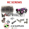 Representative image of an RCScrewZ stainless steel screw kit for Team XRAY XT8e 1/8 Truggy #350300; exact kit contents vary by RC model.