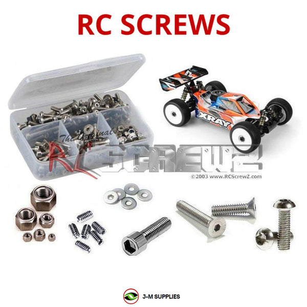 Representative image of an RCScrewZ stainless steel screw kit for Xray XB8 2020 Nitro 1/8th #350015; exact kit contents vary by RC model.