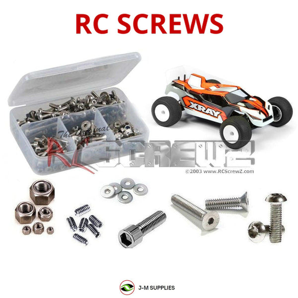 Representative image of an RCScrewZ stainless steel screw kit for XRAY XT2 C/D (2023) 1/10 Carpet/Dirt #XRA320206 / #XRA320207; exact kit contents vary by RC model.