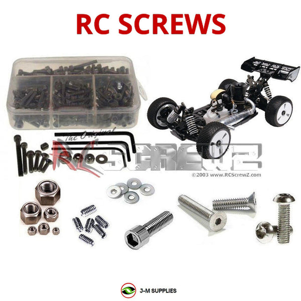 Representative image of an RCScrewZ stainless steel screw kit for Agama Racing A8/Evo 1/8 Nitro 4WD Buggy; exact kit contents vary by RC model.
